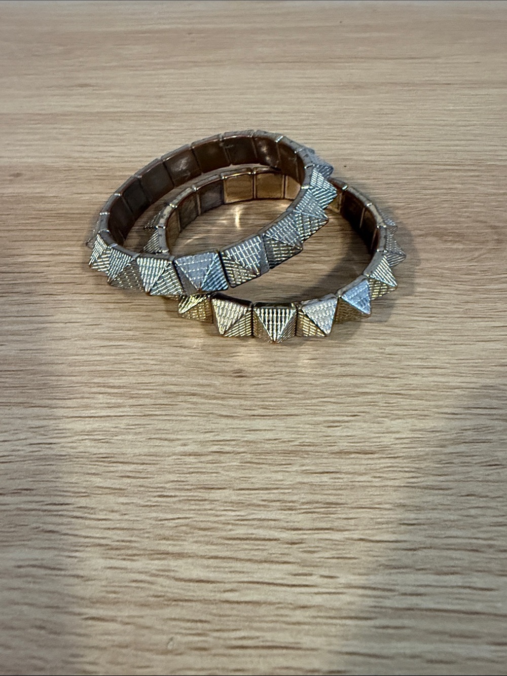Gold-Tone Pyramid Stretch Bracelets - Set of 2